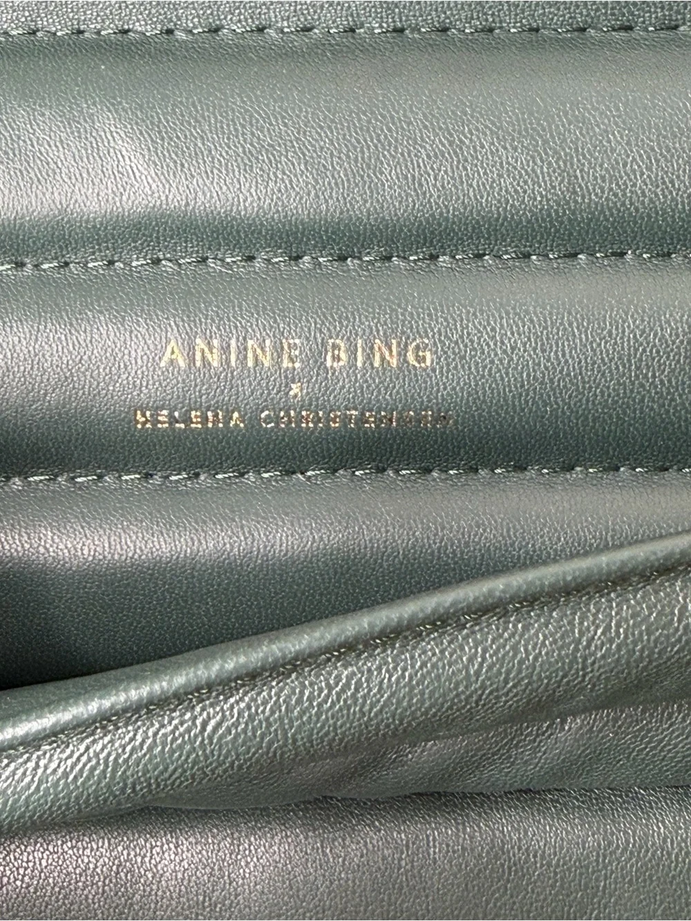 Anine Bing x Helena Christensen Natasha Clutch Leather Green